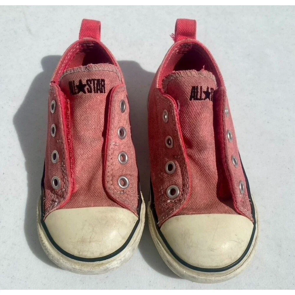 Girl's Converse All Star Simple Slip On Toddler Sz 8 Athletic Pink No Lace Shoes